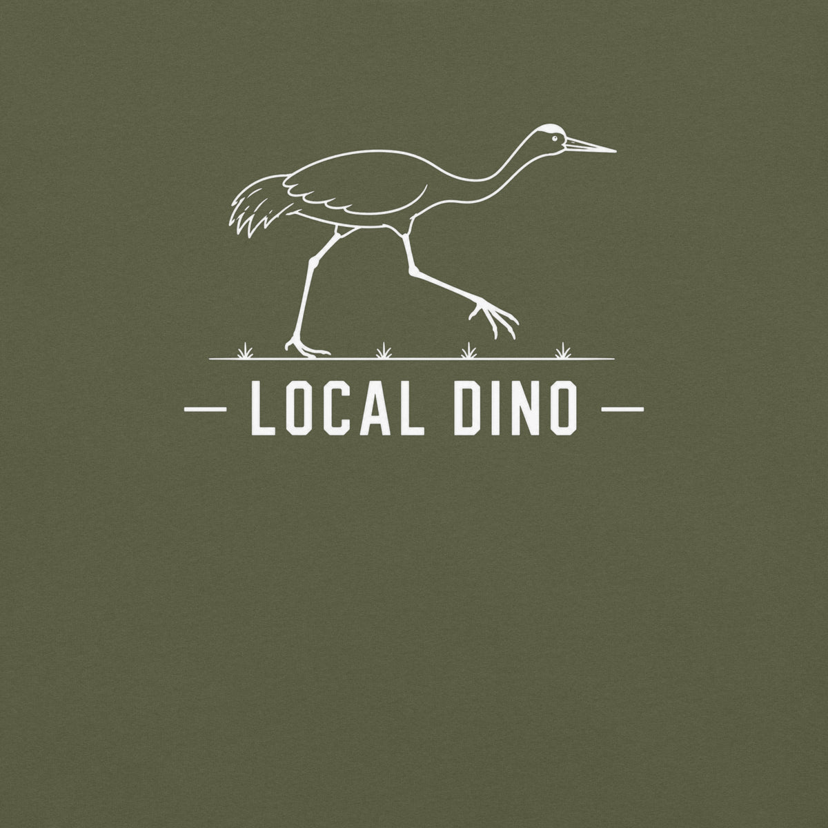 Local Dino Florida sandhill crane graphic in hemp