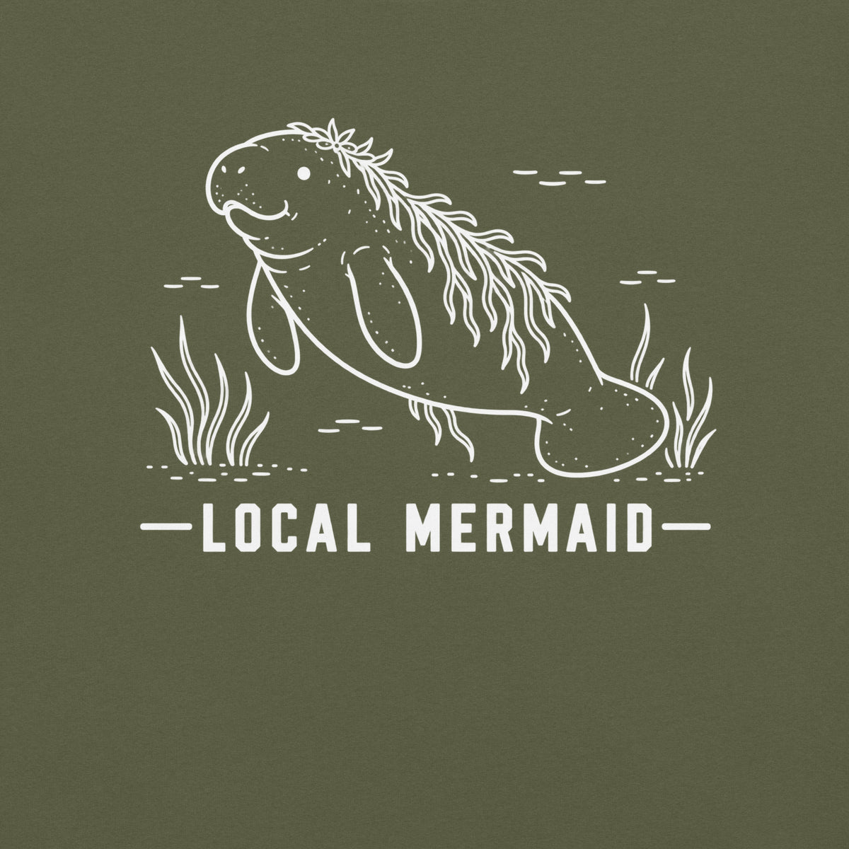 Local Mermaid Florida manatee graphic in hemp