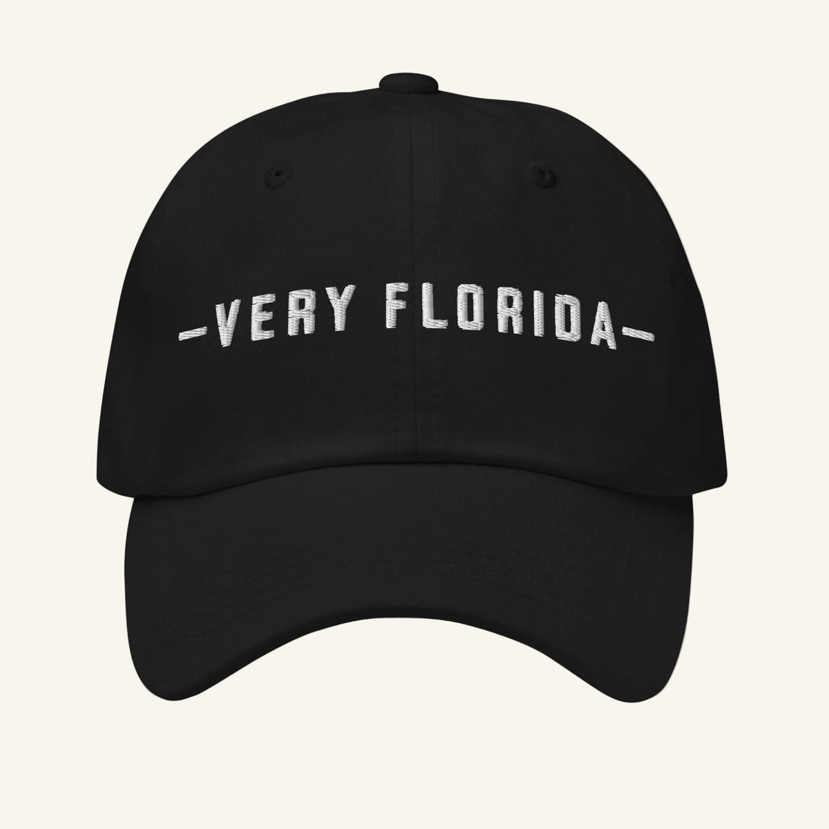 Very Florida embroidered dad hat in black - front view