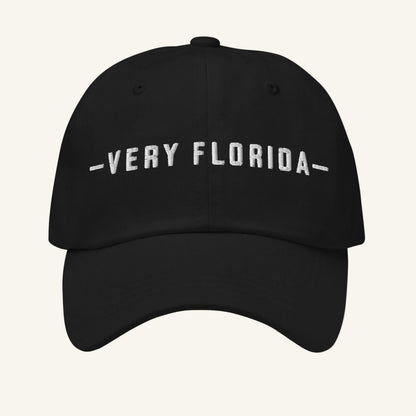 Very Florida embroidered dad hat in black - front view