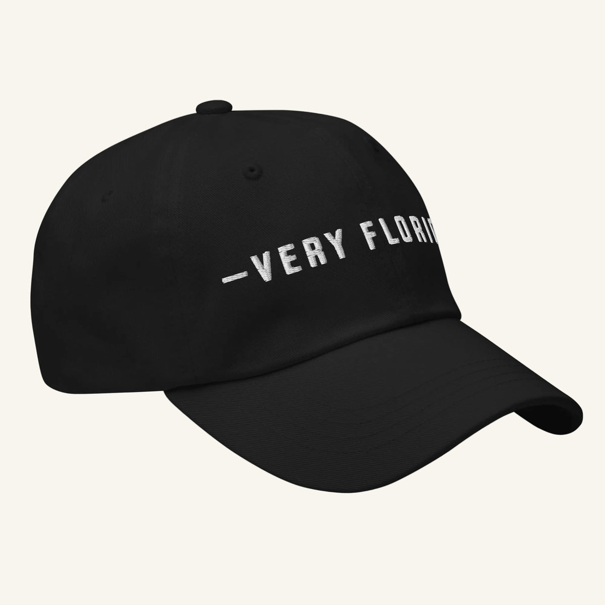 Very Florida embroidered dad hat in black - side view