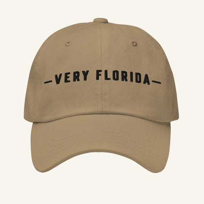 Very Florida embroidered dad hat in khaki - front view
