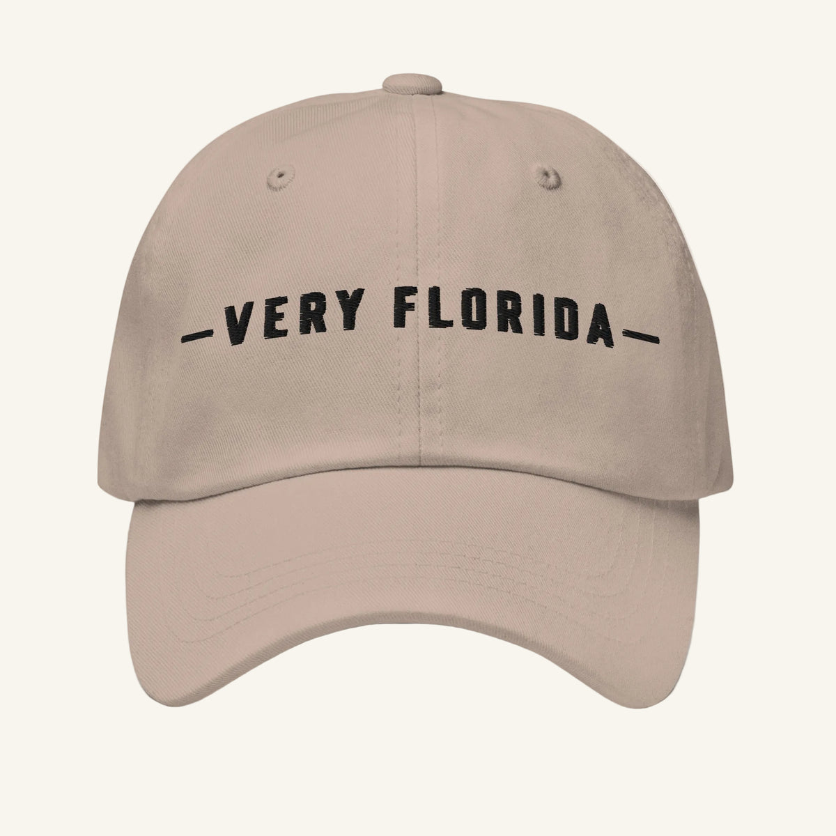 Very Florida embroidered dad hat in stone - front view