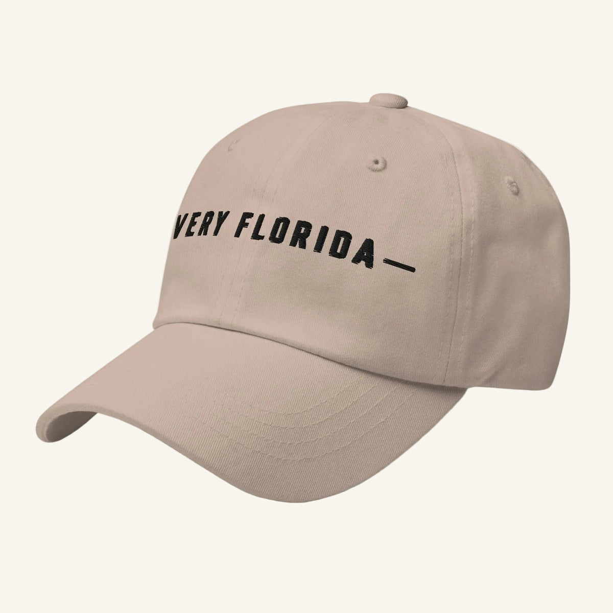 Very Florida embroidered dad hat in stone - side left view