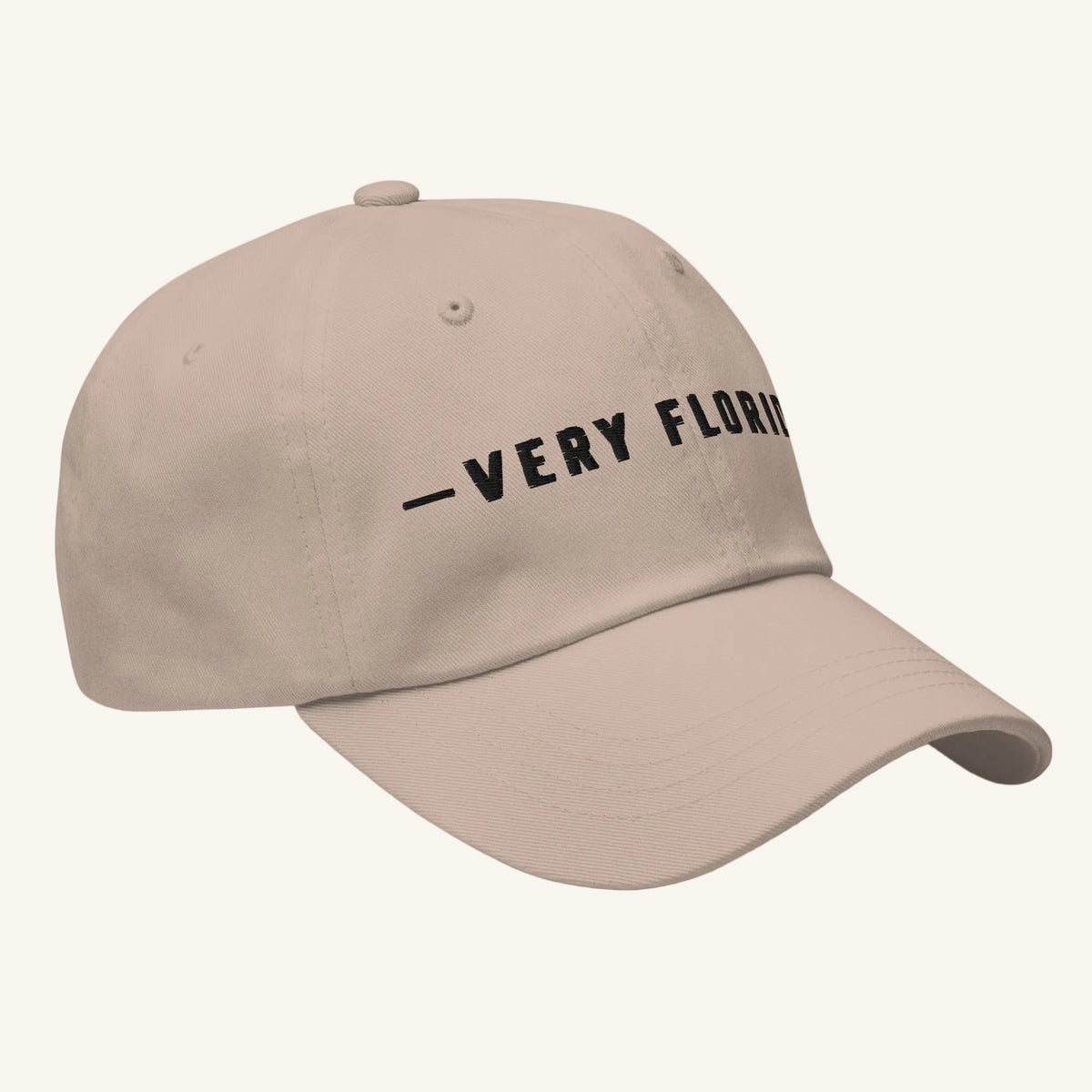 Very Florida embroidered dad hat in stone - side view