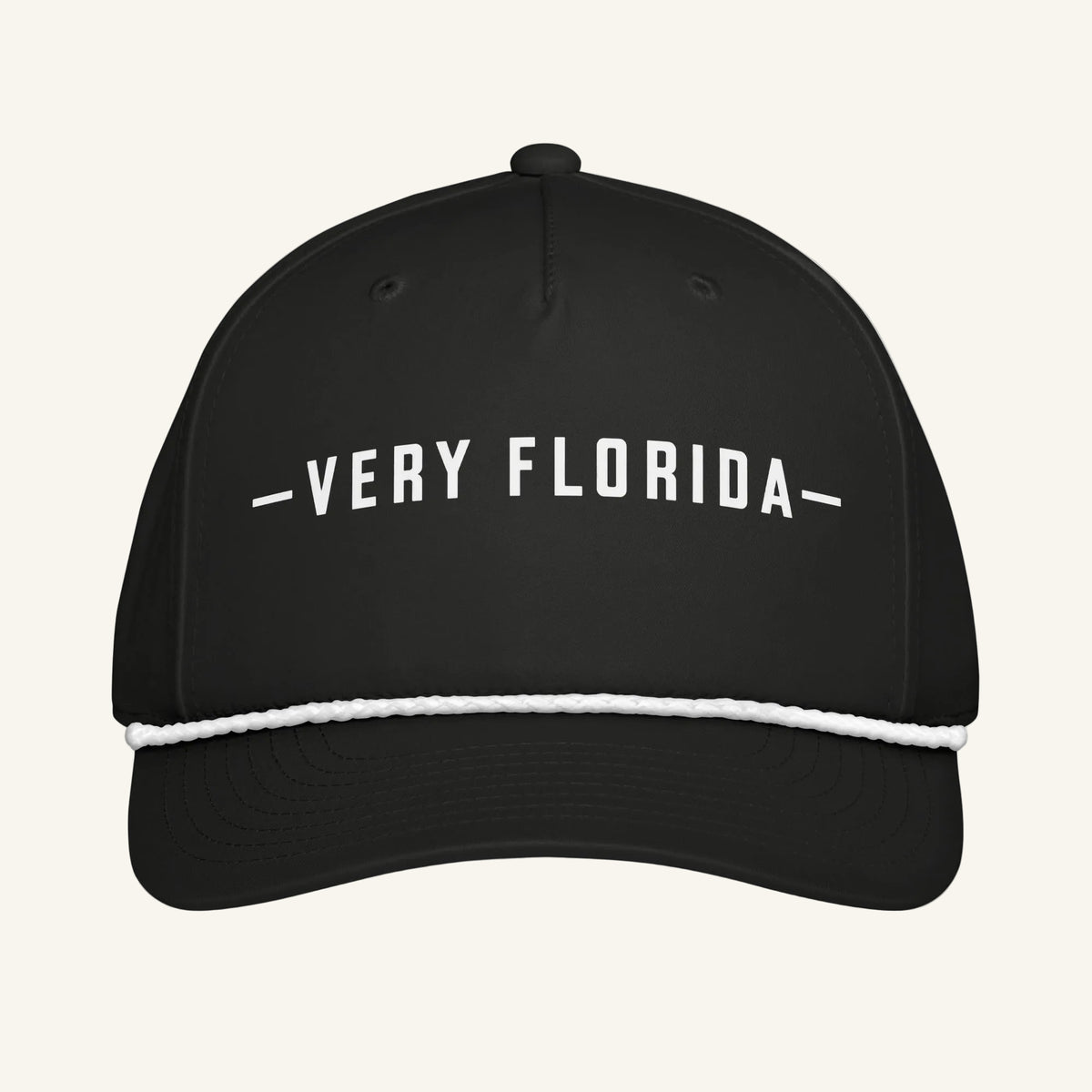 Very Florida embroidered rope cap in black - front view