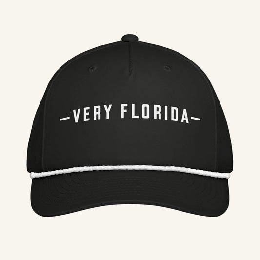 Very Florida embroidered rope cap in black - front view