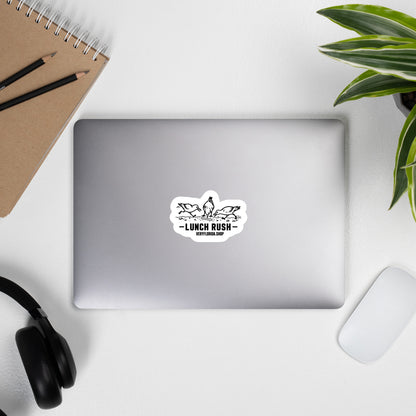 Lunch Rush Florida seagull sticker on laptop