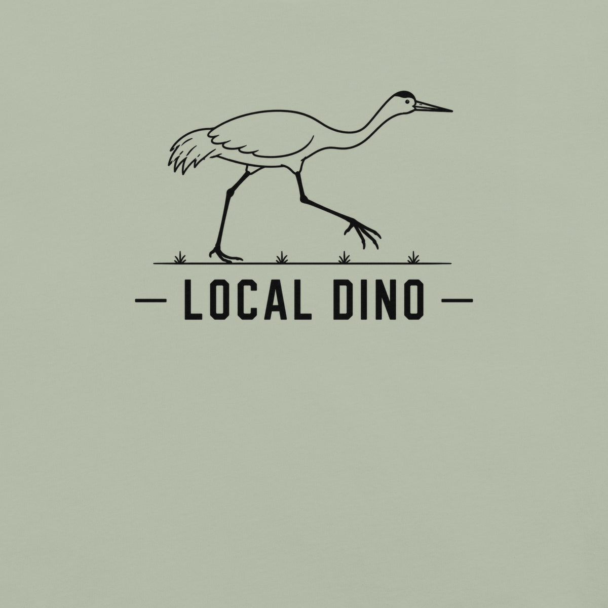 Local Dino Florida sandhill crane graphic in bay