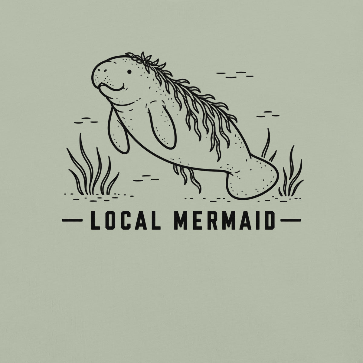 Local Mermaid Florida manatee graphic in bay