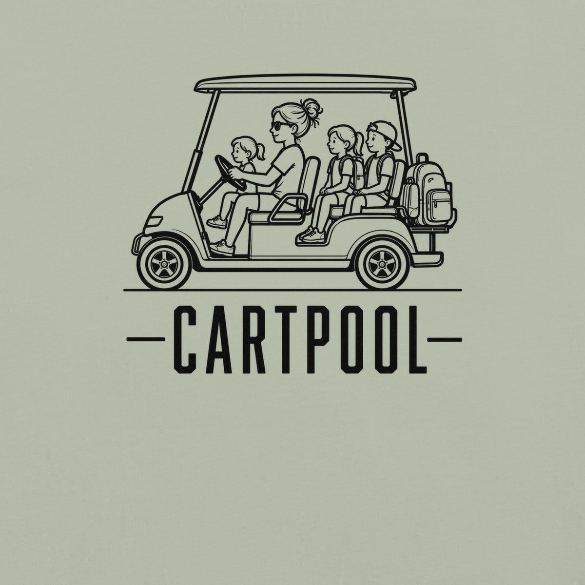 Cartpool Florida golf cart family graphic in bay