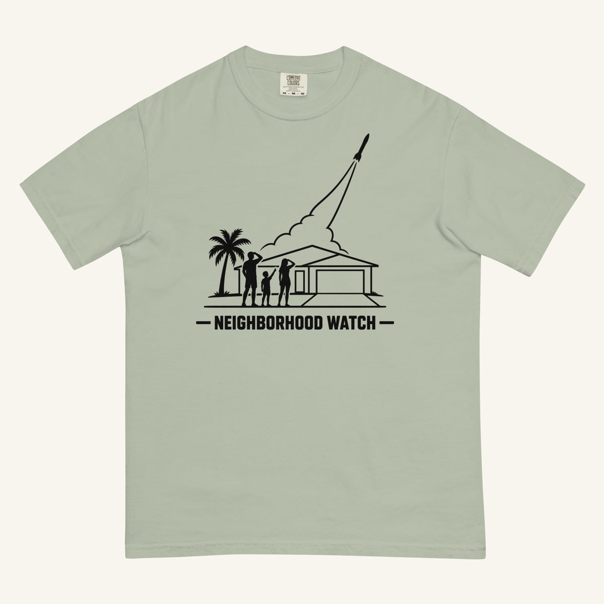 Neighborhood Watch Florida rocket launch t-shirt in bay