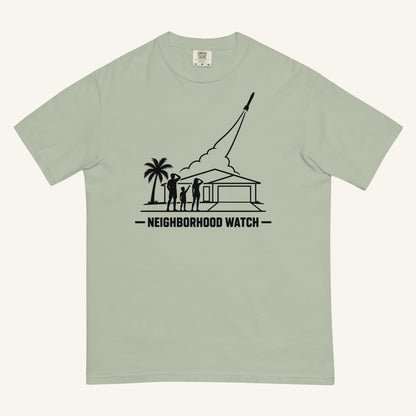 Neighborhood Watch Florida rocket launch t-shirt in bay
