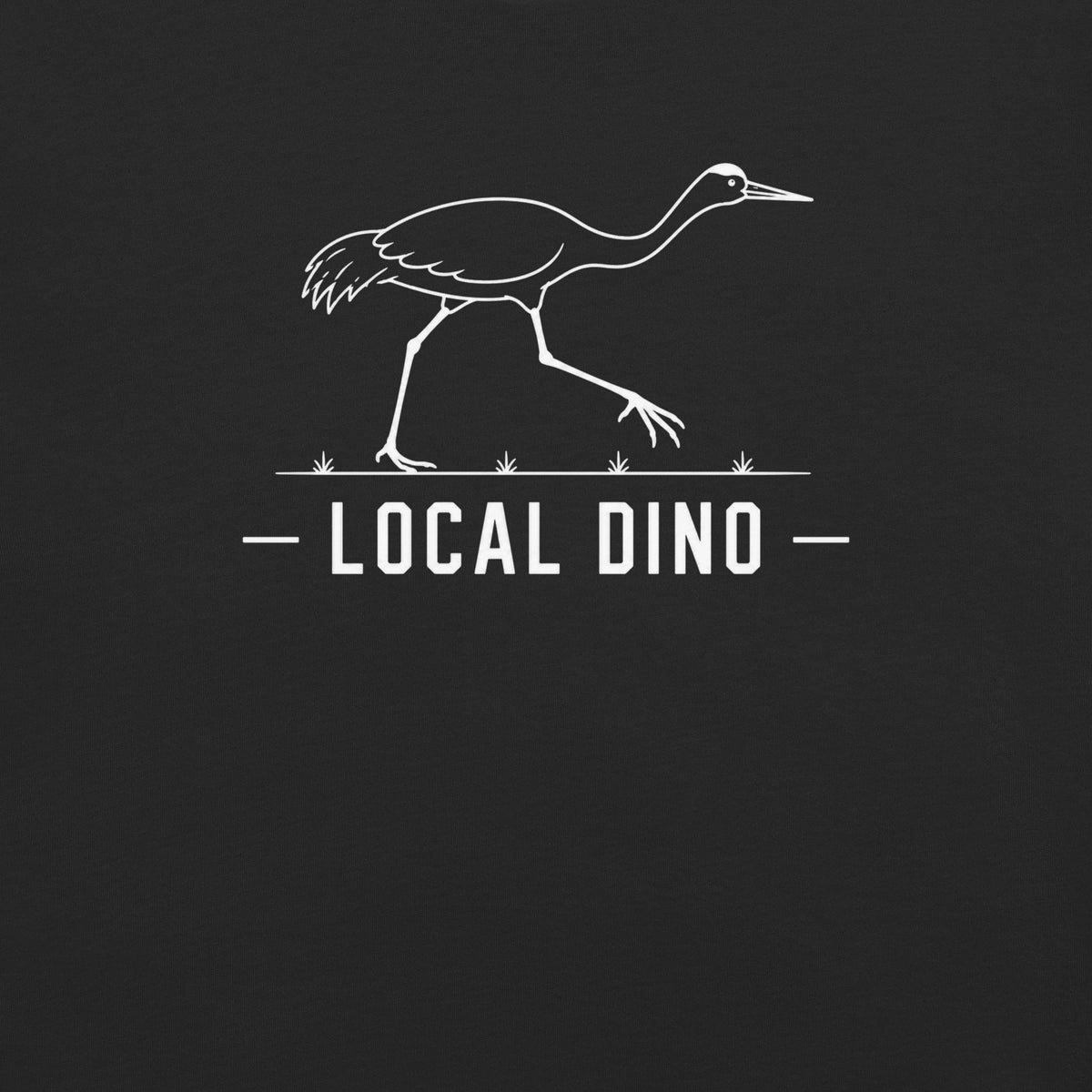 Local Dino Florida sandhill crane graphic in black