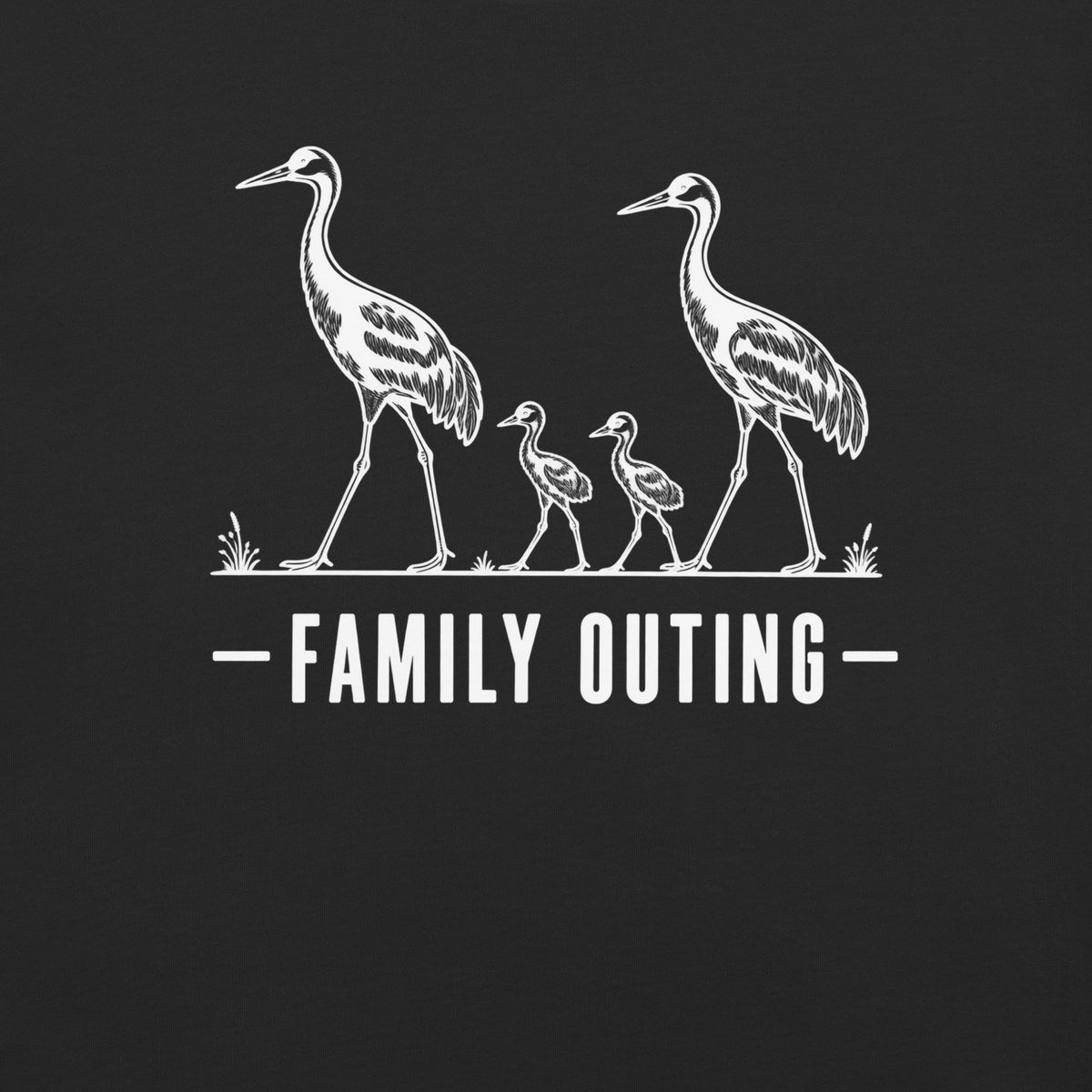 Family Outing Florida sandhill crane graphic in black