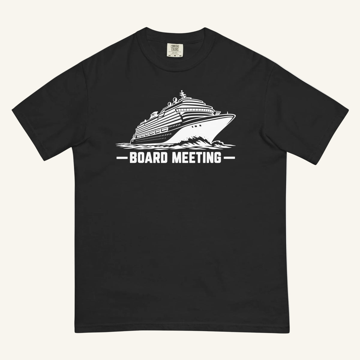 Board Meeting funny cruise ship graphic t-shirt in black