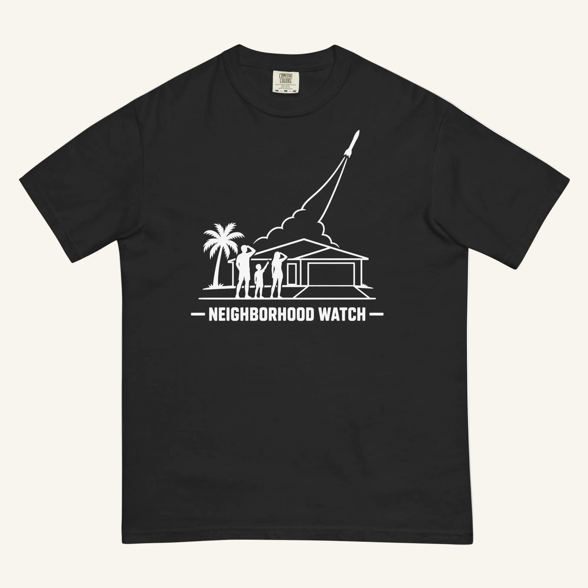 Neighborhood Watch Florida rocket launch t-shirt in black
