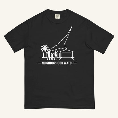 Neighborhood Watch Florida rocket launch t-shirt in black