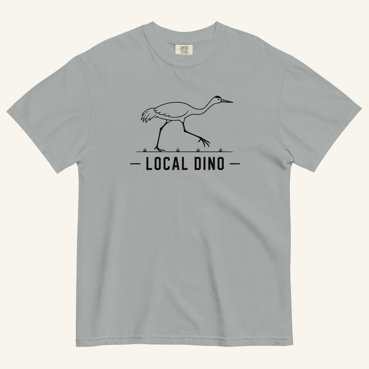 Local Dino Florida sandhill crane graphic t-shirt in granite
