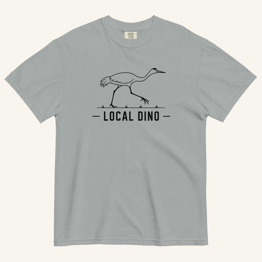 Local Dino Florida sandhill crane graphic t-shirt in granite