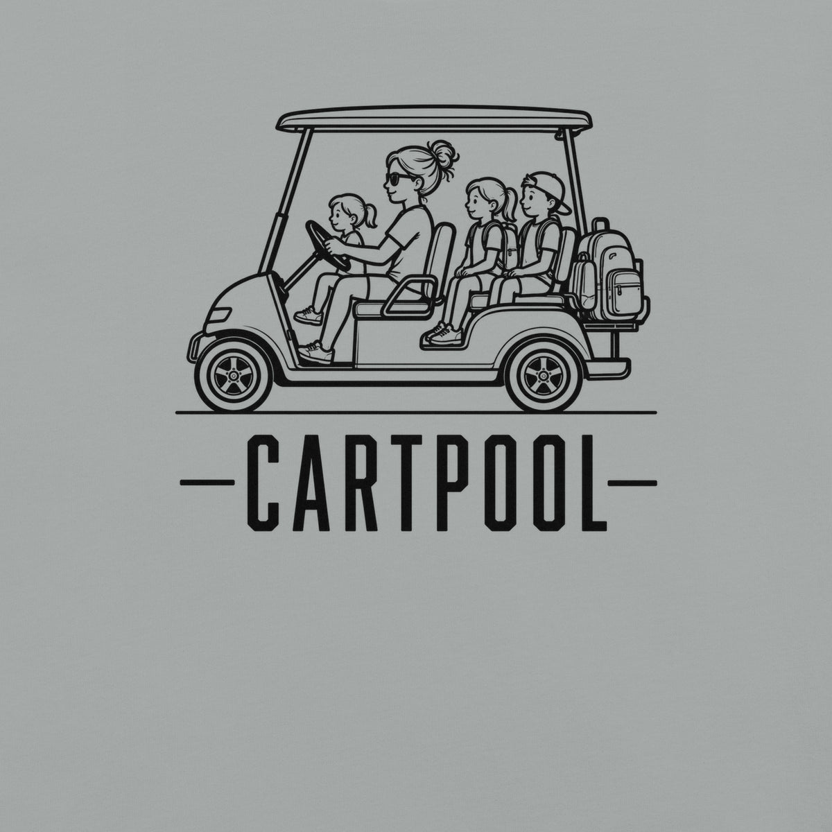 Cartpool Florida golf cart family graphic in granite