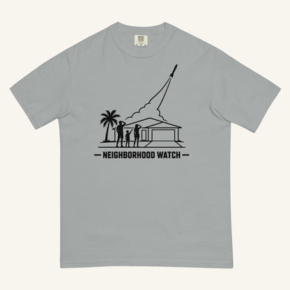Neighborhood Watch Florida rocket launch t-shirt in granite