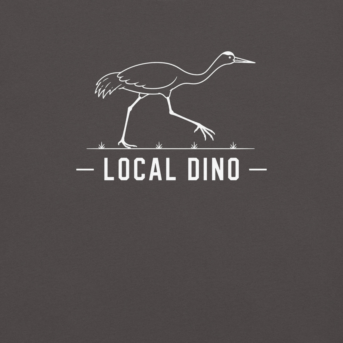 Local Dino Florida sandhill crane graphic in graphite