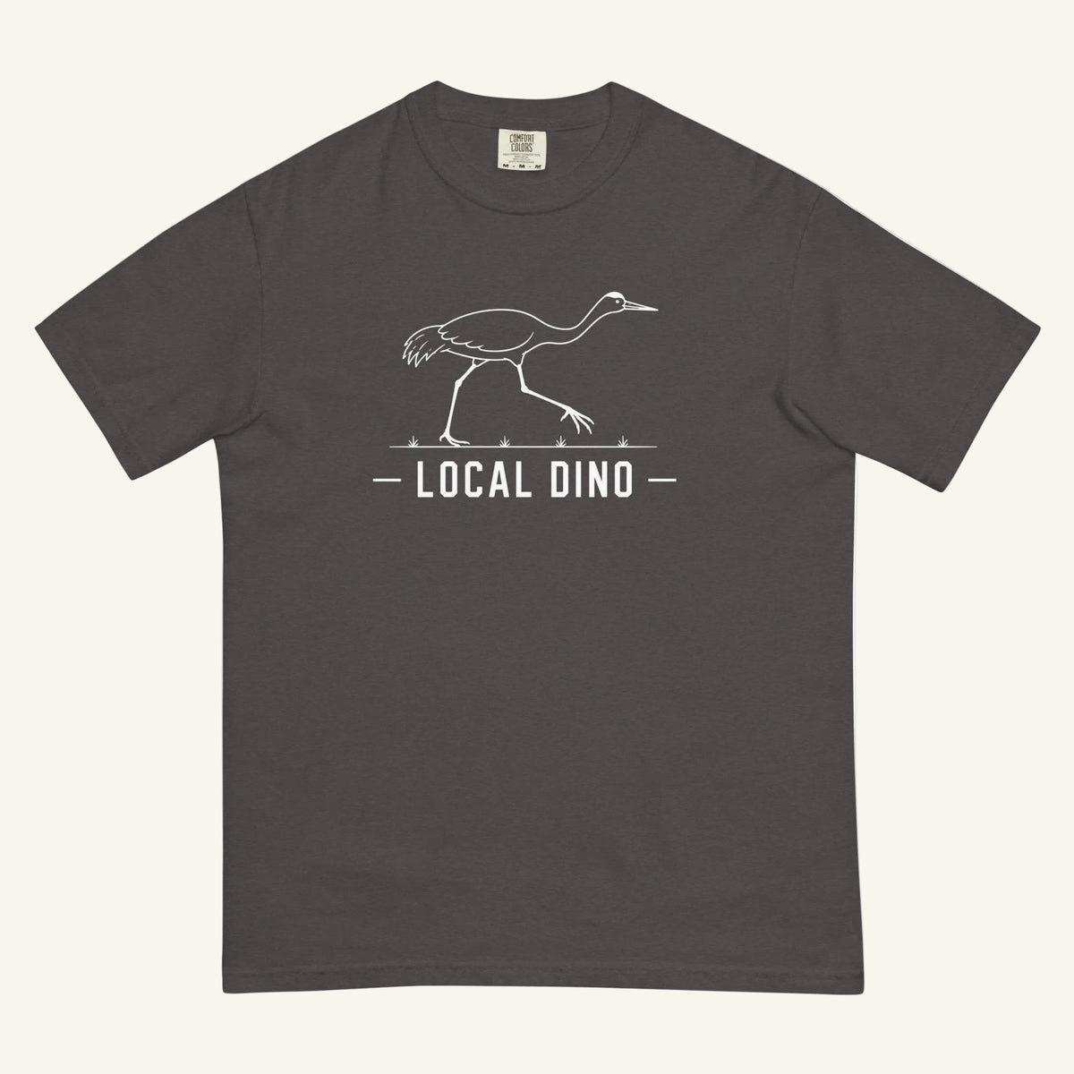 Local Dino Florida sandhill crane graphic t-shirt in graphite