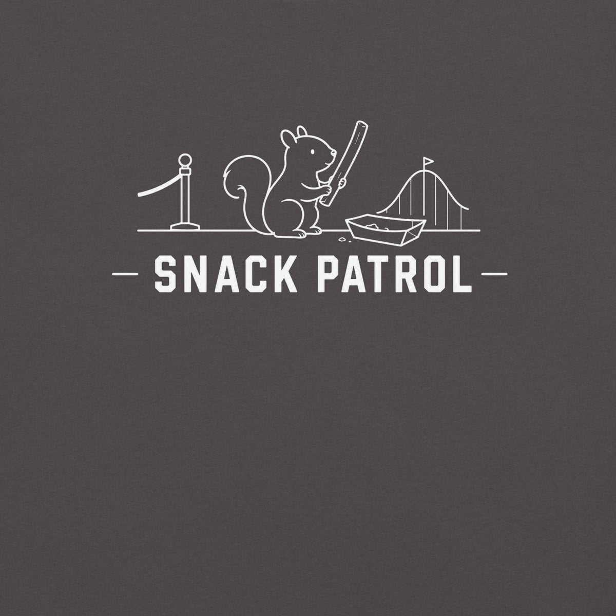 Snack Patrol Florida squirrel graphic in graphite