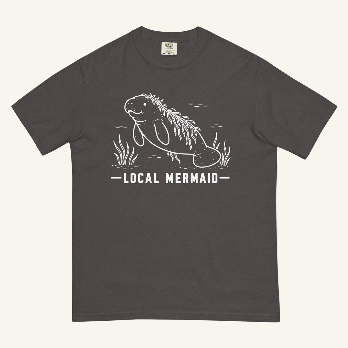 Local Mermaid Florida manatee graphic t-shirt in graphite