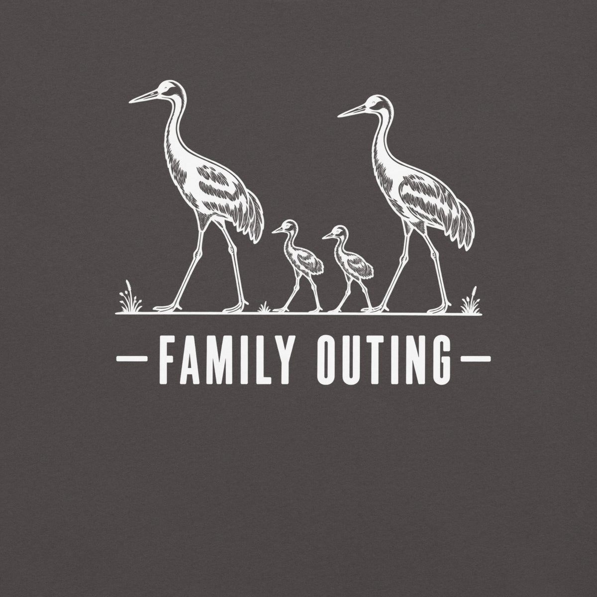 Family Outing Florida sandhill crane graphic in graphite