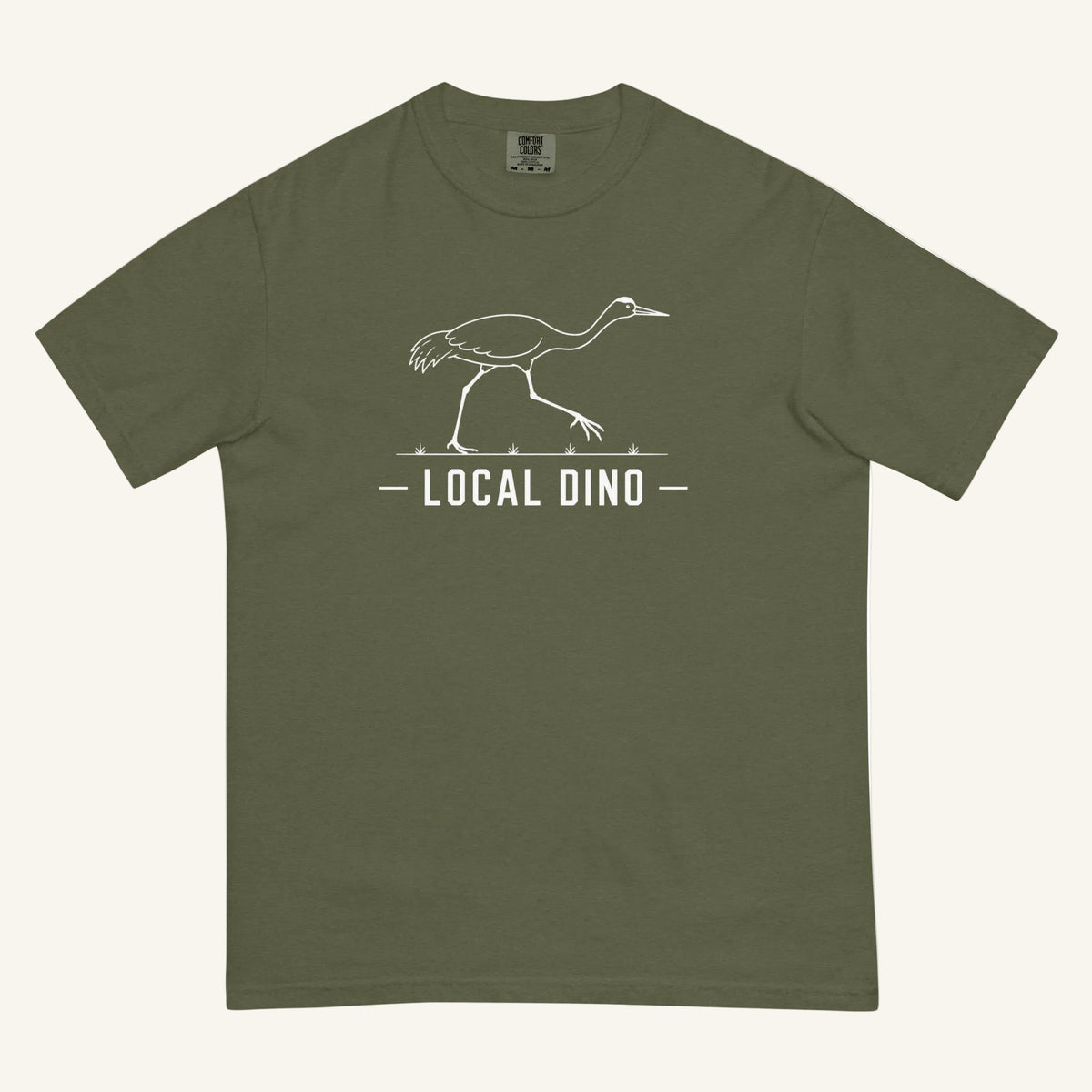 Local Dino Florida sandhill crane graphic t-shirt in hemp