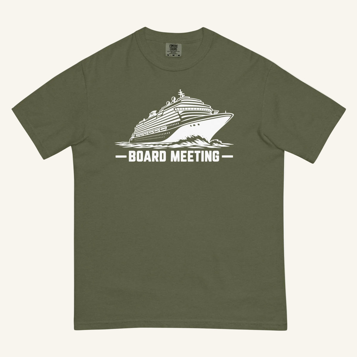 Board Meeting funny cruise ship graphic in hemp