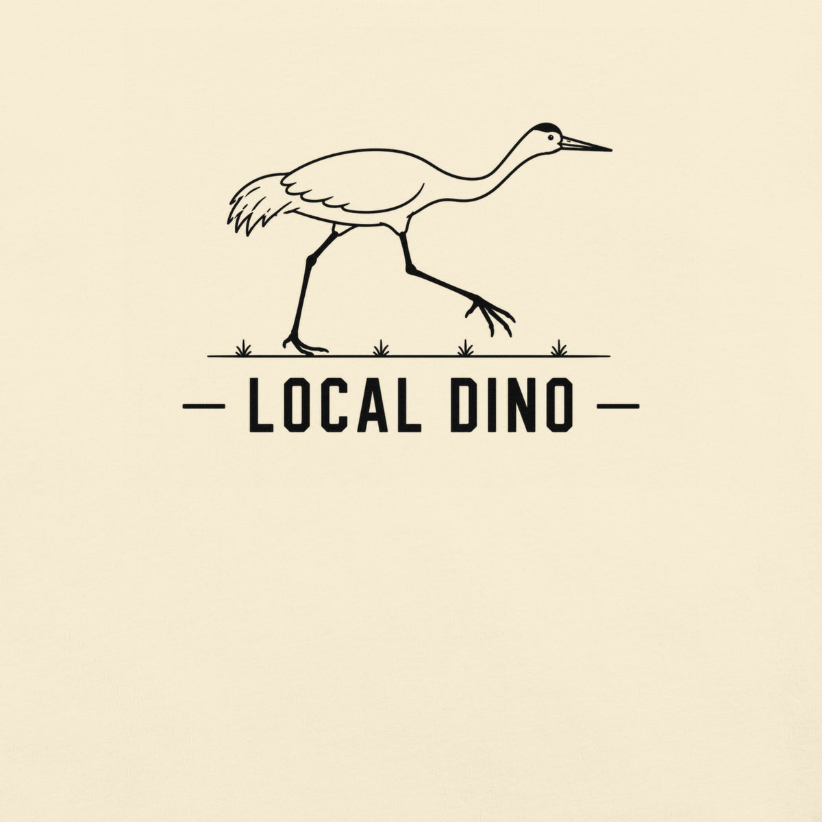 Local Dino Florida sandhill crane graphic in ivory