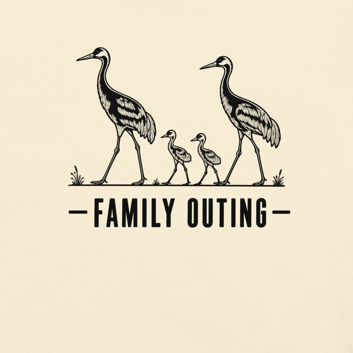 Family Outing Florida sandhill crane graphic in ivory