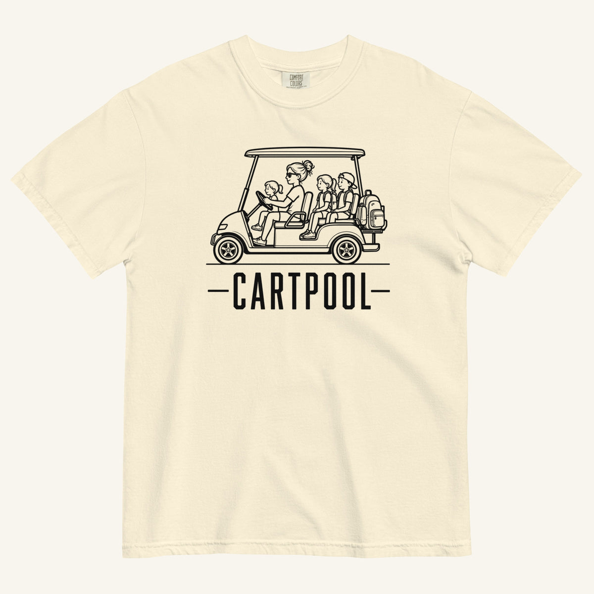 Cartpool Florida golf cart family graphic t-shirt in ivory