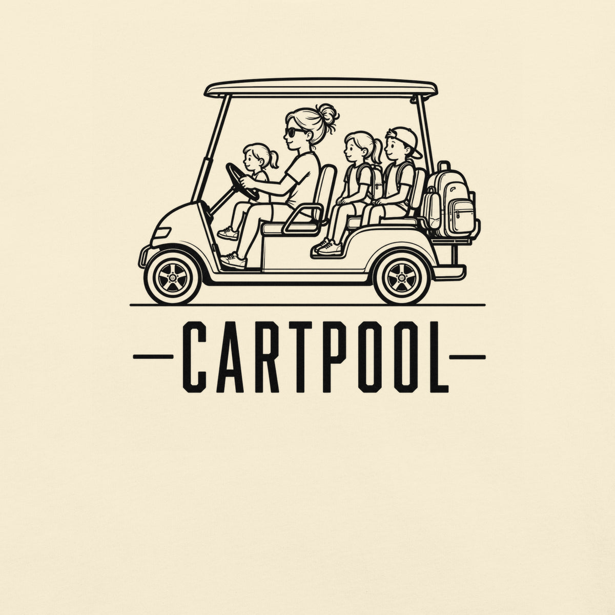 Cartpool Florida golf cart family graphic in ivory