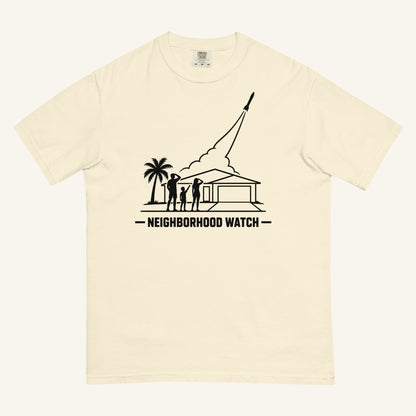 Neighborhood Watch Florida rocket launch t-shirt in ivory