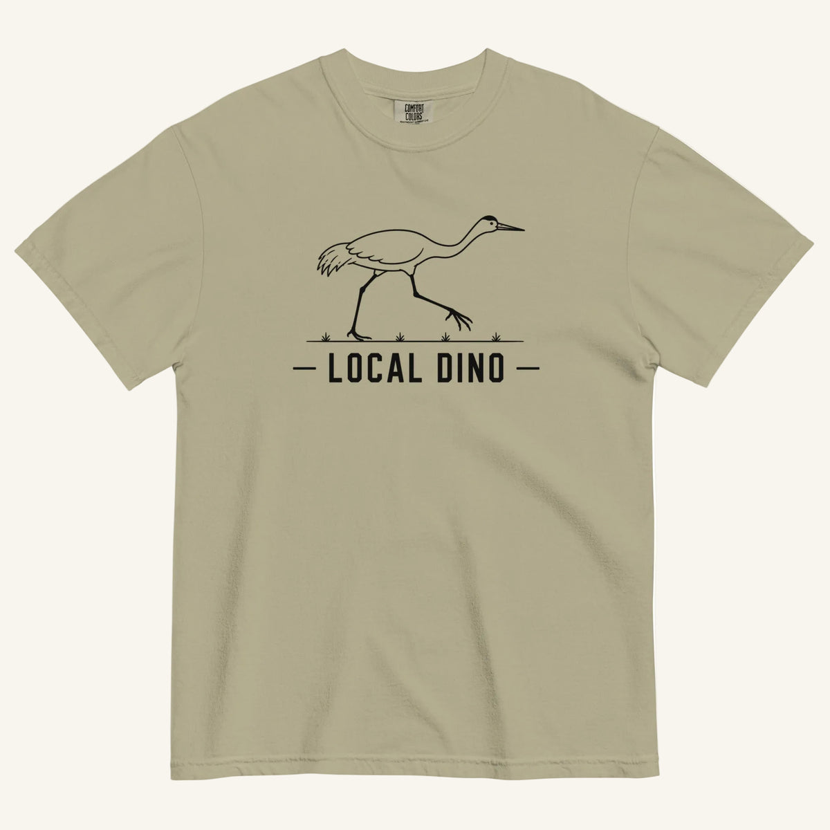 Local Dino Florida sandhill crane graphic t-shirt in khaki