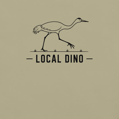 Local Dino Florida sandhill crane graphic in khaki