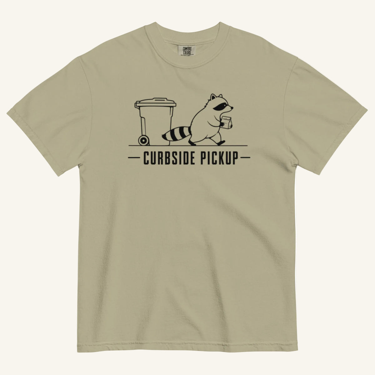 Curbside Pickup Florida raccoon graphic t-shirt in khaki