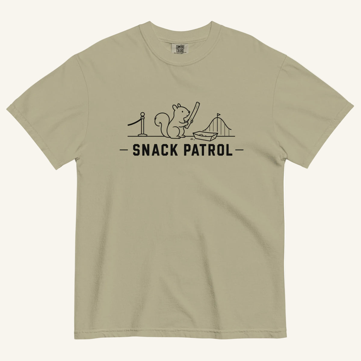 Snack Patrol Florida squirrel graphic t-shirt in khaki