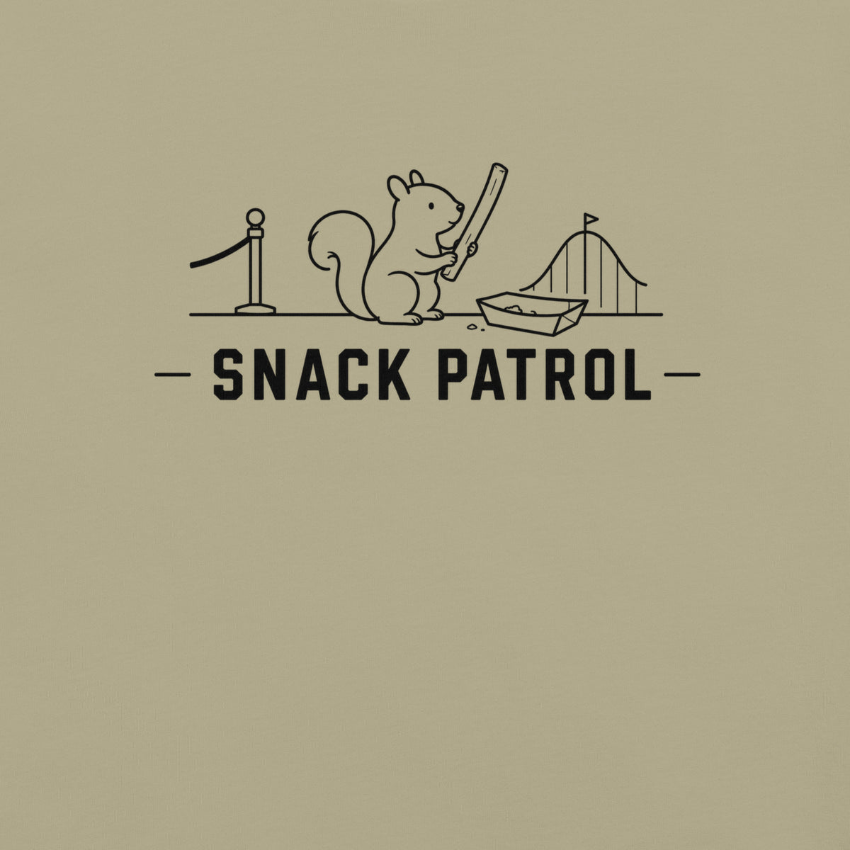 Snack Patrol Florida squirrel graphic in khaki