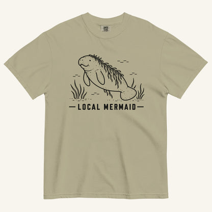 Local Mermaid Florida manatee graphic t-shirt in khaki