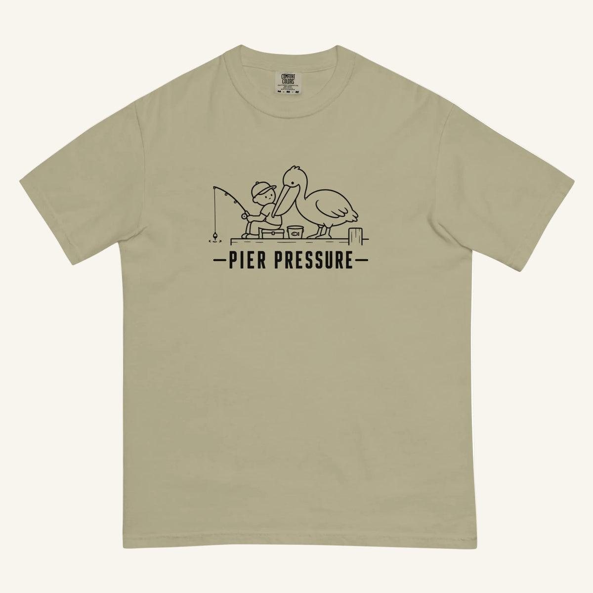 Pier Pressure Florida coastal wildlife graphic t-shirt in khaki