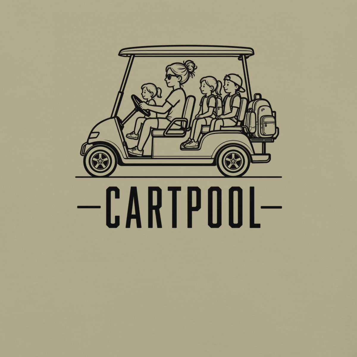 Cartpool Florida golf cart family graphic in khaki