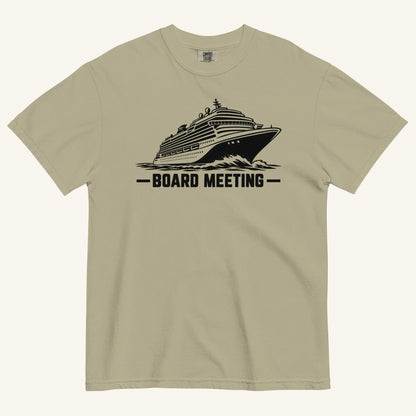 Board Meeting funny cruise ship graphic t-shirt in khaki