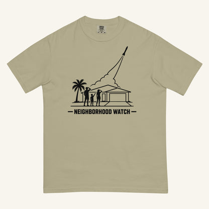 Neighborhood Watch Florida rocket launch t-shirt in khaki