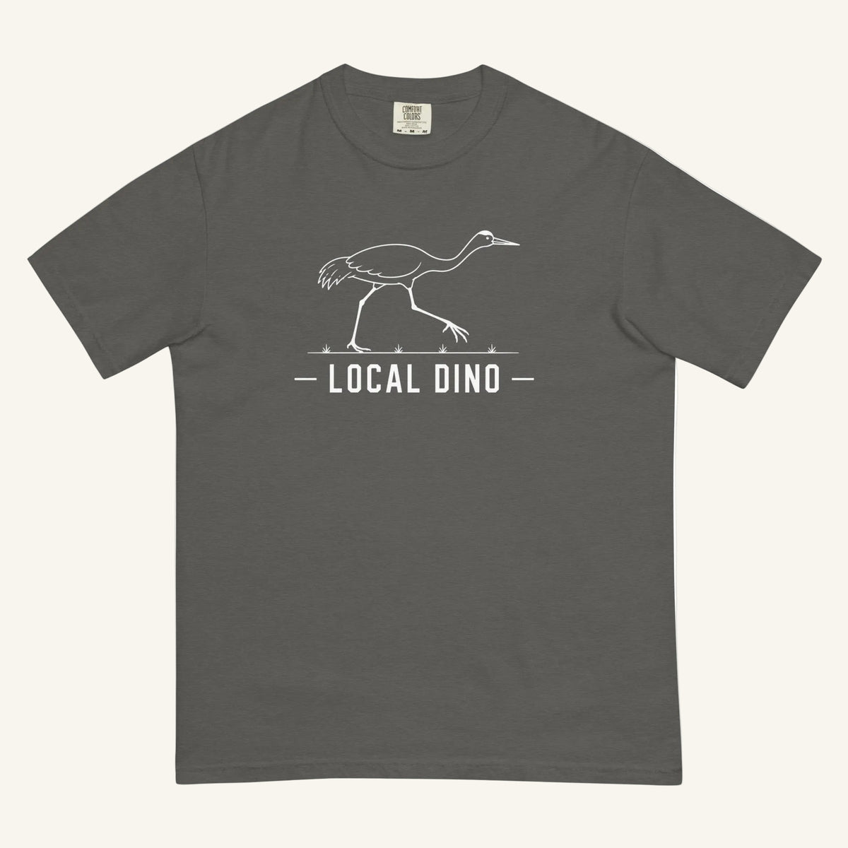 Local Dino Florida sandhill crane graphic t-shirt in pepper