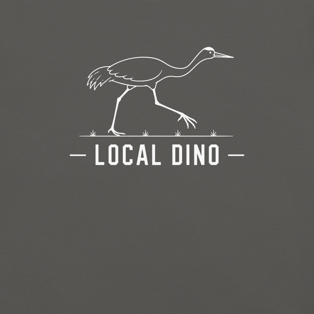 Local Dino Florida sandhill crane graphic in pepper